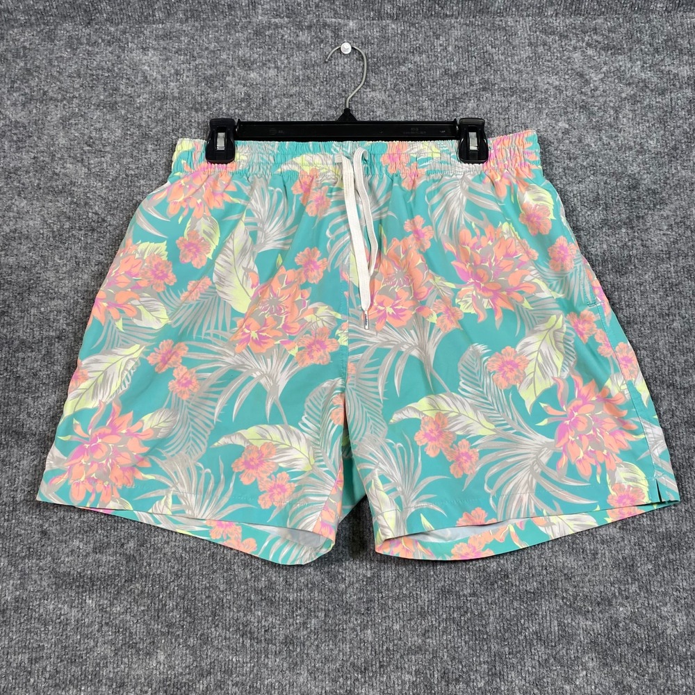 Chubbies Mens Teal Floral Tropical 5.5 Inch Inseam Swim Trunks XL Elastic Waist